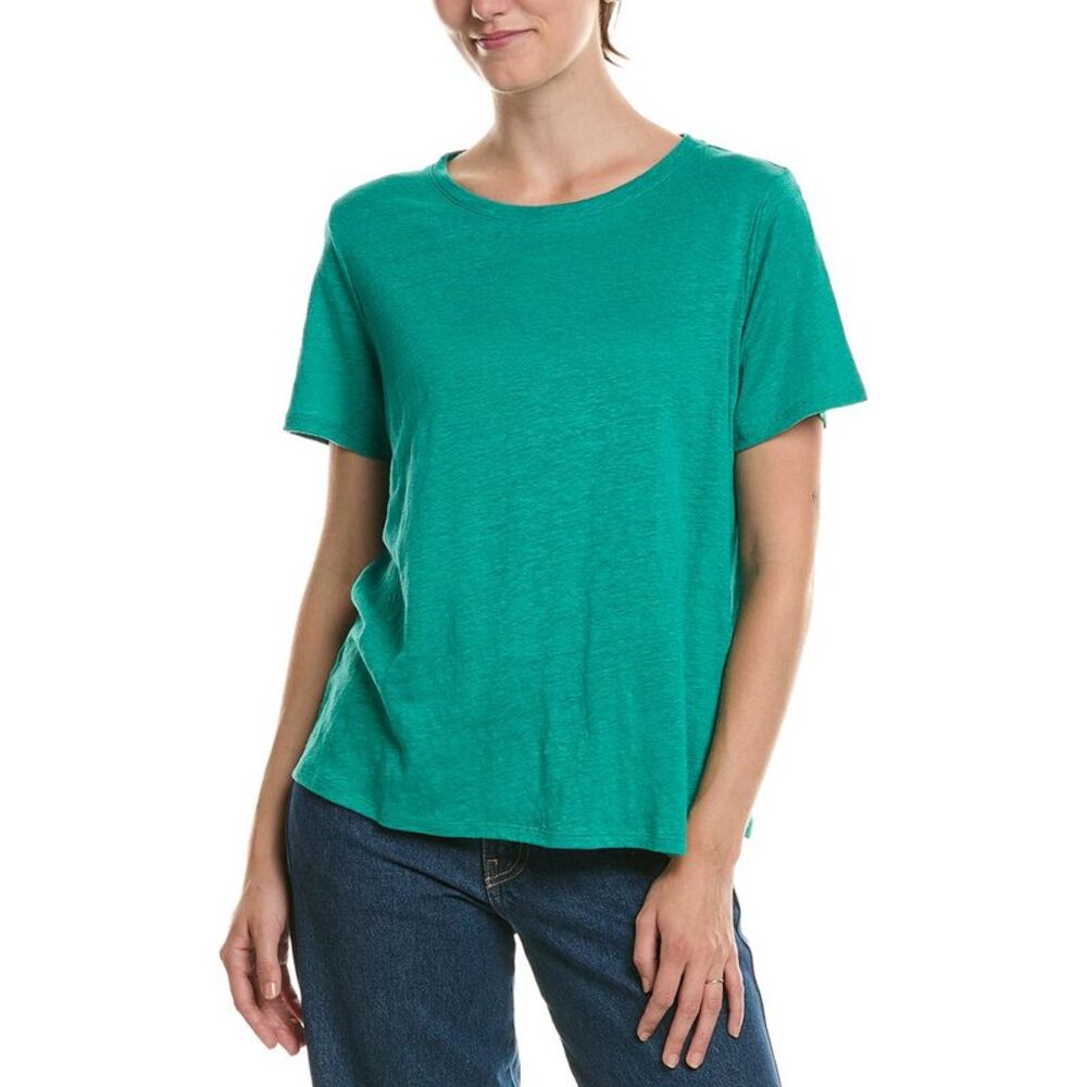 Eileen Fisher Womens  Crew Linen T-Shirt, Blue